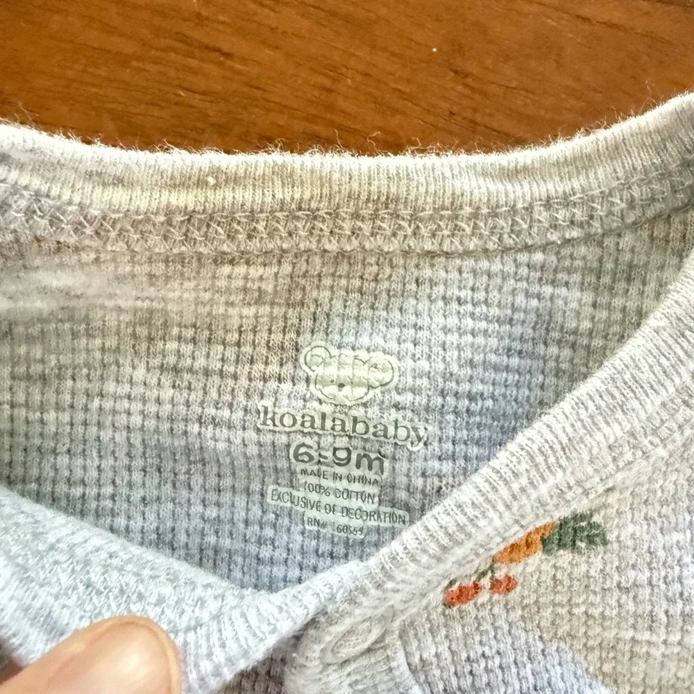 Koala Kids Floral Footie‎ in Gray and Orange